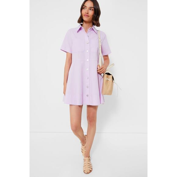Tuckernuck Meryl Shirt Dress Size XS Lilac Purple Cotton Pomander Place - Picture 2 of 14
